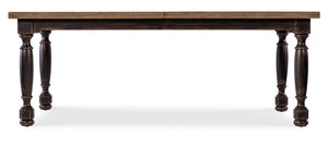 Hooker Furniture Americana Farmhouse Dining Table With 22" Leaf — Two-Tone Honey Top, Distressed Daisy Base, Seats 8 Blacks 7050-75200-89