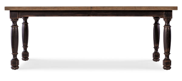 Hooker Furniture Americana Farmhouse Dining Table With 22" Leaf — Two-Tone Honey Top, Distressed Daisy Base, Seats 8 Blacks 7050-75200-89