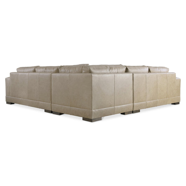 Bernhardt Bernhardt Lars Leather Sectional With Plush Deep Cushions, Wide Track Arms And Textured Wood Block Feet For Modern Living Space Comfort Tan K2090