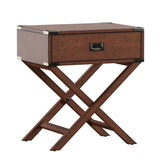 Homelegance By Top-Line Spencer X-Base Wood Accent Campaign Table Brown Wood