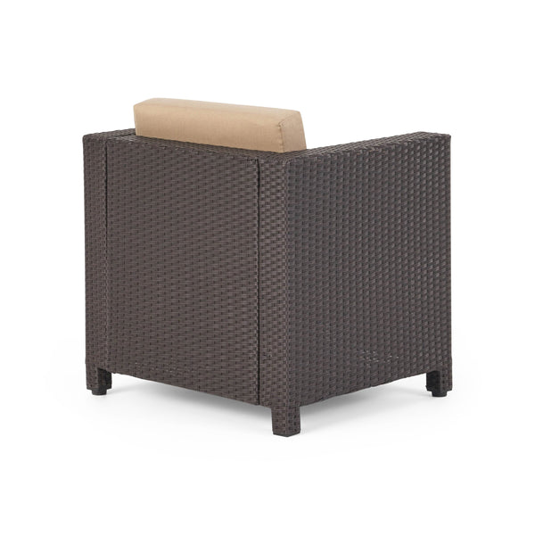 English Elm Puerta Outdoor Club Chair Woven Faux Rattan Iron Frame All Weather Patio Lounge 52979.00DBRN