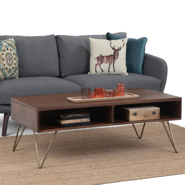 English Elm Hunter Lift Top Coffee Table In Umber Brown - Handcrafted Mango Wood With Industrial Flair & Storage B136P158730