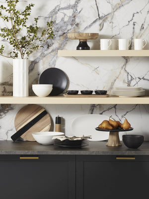 Lenox LX Collective Footed Serving Bowl Black, WHITE MARBLE,STONE 895304