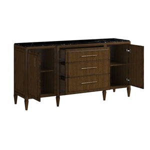 A.R.T. Furniture Eave Traditional Breakfront Credenza In Quartered Walnut With Gold Faux Bamboo Handles & Tapered Legs Brown Material(S), Poplar And Parawood Solids,Walnut Veneer 336252-1860