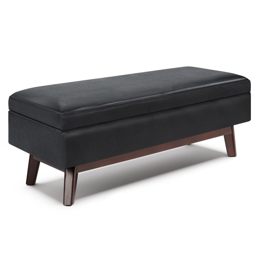 English Elm Owen Rectangular Storage Ottoman - Stylish Midnight Black Faux Leather For Modern Living Spaces B136P159179-GIGA