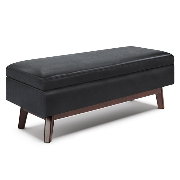 English Elm Owen Rectangular Storage Ottoman - Stylish Midnight Black Faux Leather For Modern Living Spaces B136P159179-GIGA