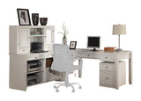 Boca L Shape Desk with File Credenza and Hutch Cottage White BOC-5PC-LDESK-F-CDZ-HTCH Parker House