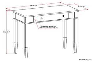 English Elm Carlton Handcrafted Home Office Desk in Dark Tobacco Brown — Solid Wood, Flip-Down Drawer, Compact Stylish Workstation B136P158137