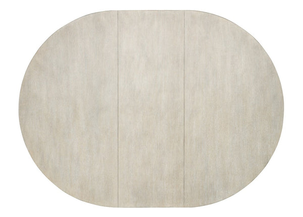 Hooker Furniture Modern Mood Round Dining Table With Alabaster Oak Veneer, Pewter Banding And 18" Leaf Extension Light Brown 6850-75201-80