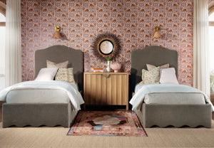 Hooker Furniture Commerce and Market Liv Linen Twin Bed Scalloped Base Tailored Upholstered Frame 7228-90833-005-489