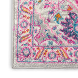 Nourison Passion PSN20 Machine Made Power-loomed Floral Border Indoor Only Bohemian  Rug Light Grey,Pink, Grey and Pink 100% Polypropylene 99446486714