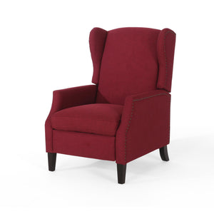 English Elm Christopher Knight Home® - Pushback Recliner Chair with Nailhead Trim and Wingback Design, Plush Fabric Comfort for Living Rooms Red 60760.00DRED
