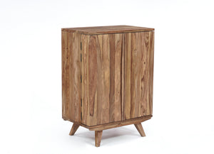 Porter Designs Porter Fusion Solid Sheesham Wood Bar Cabinet – Unique Mid Century Design For Stylish Home Storage Light Brown Wood 07-117-30-6734n