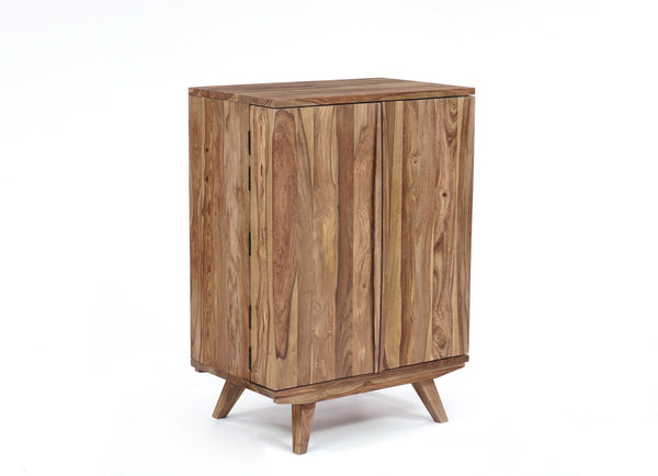 Porter Designs Porter Fusion Solid Sheesham Wood Bar Cabinet – Unique Mid Century Design For Stylish Home Storage Light Brown Wood 07-117-30-6734n