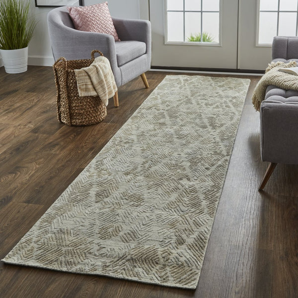 Feizy Rugs Elias Hand Woven Abstract Geometric Rug In Viscose And Wool - Elevate Your Home Décor Today! Gray,Taupe Viscose,Wool Els6718fgrybrni29