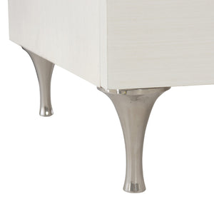Bernhardt Bernhardt Silhouette Nightstand Eggshell Finish — Hollywood Regency Glam, Polished Steel & Soft-Close Drawers 307233