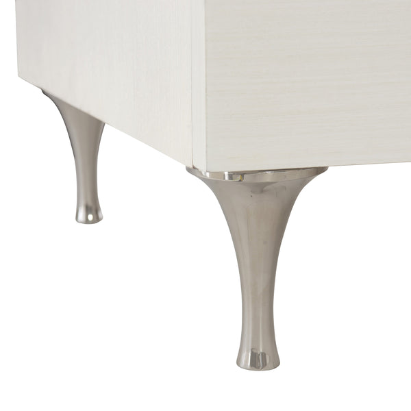 Bernhardt Bernhardt Silhouette Nightstand Eggshell Finish — Hollywood Regency Glam, Polished Steel & Soft-Close Drawers 307233
