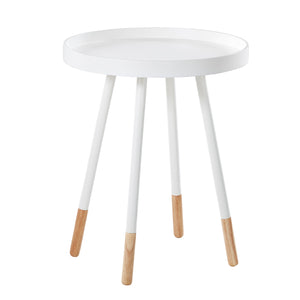 Homelegance By Top-Line Asher Paint-Dipped Round Tray-Top End Table White Rubberwood