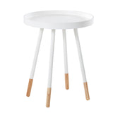 Homelegance By Top-Line Asher Paint-Dipped Round Tray-Top End Table White Rubberwood