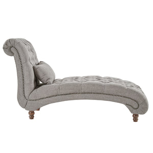 Homelegance By Top-Line Pietro Tufted Oversized Chaise Lounge Grey Linen
