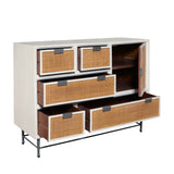 5-Drawer Accent Chest with Cabinet White with Crisp White finish with Cane Finish P301551 Pulaski Furniture