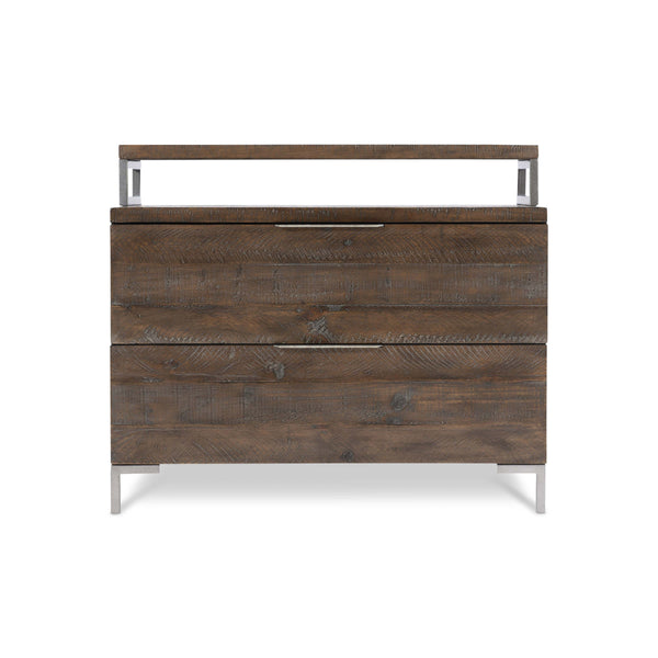 Bernhardt Bernhardt Haines Nightstand — Distressed Pine & Gray Mist Steel, 2-Drawer Rustic-Modern Storage For Transitional Bedrooms 303229B