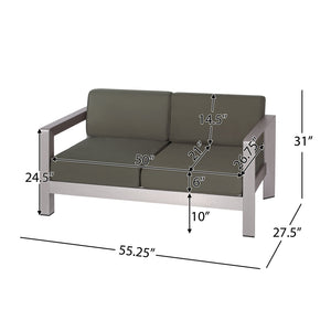 English Elm Aviara Outdoor Loveseat Lightweight Aluminum Frame Deep Seat Patio Lounge 64078.00