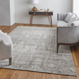 Feizy Rugs Eas69a5f Eastfield Artisanal Hand-woven Viscose And Wool Abstract Rug - Modern Style For Any Space Gray,Ivory Viscose,Wool Eas69a5fgrybgef00