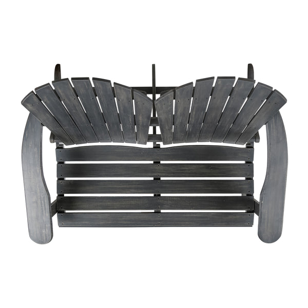 English Elm Christopher Knight Home® - MALIBU Acacia Wood Adirondack Loveseat with Slatted Back for Patio, Durable Weather-Resistant Comfort and Style DARK GREY 46 L x 24 W x 11.75 H 61679.00DGRY