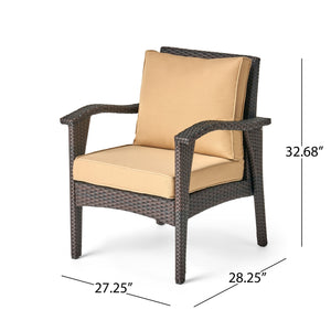 English Elm Christopher Knight Home® - HONOLULU Woven Rattan Club Chair Set — Durable PE Rattan & Iron Frame, Waterproof Fabric, Cozy Seating Brown+Tan 52918.00BRNMP2