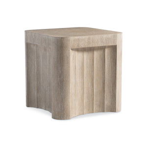 Bernhardt Bernhardt Loggia Side Table — Sculptural Fluted Base, Aria Wire-Brushed Oak, Rounded Square Top, 22" 345122
