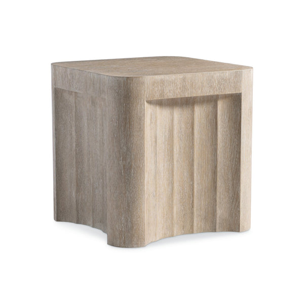 Bernhardt Bernhardt Loggia Side Table — Sculptural Fluted Base, Aria Wire-Brushed Oak, Rounded Square Top, 22" 345122