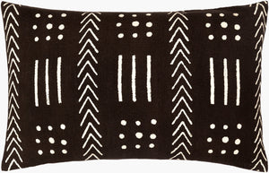 Surya Malian Eclectic Bohemian 14"L X 22"W Handmade Lumbar Pillow – Vibrant Cotton Comfort For Your Home Black Cotton,Cotton Maa005-1422p