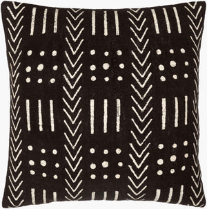 Surya Malian Hand-woven 18"L X 18"W Cotton Accent Pillow Kit – Exotic Global Style For Home Decor Black Cotton,Cotton Maa005-2020p