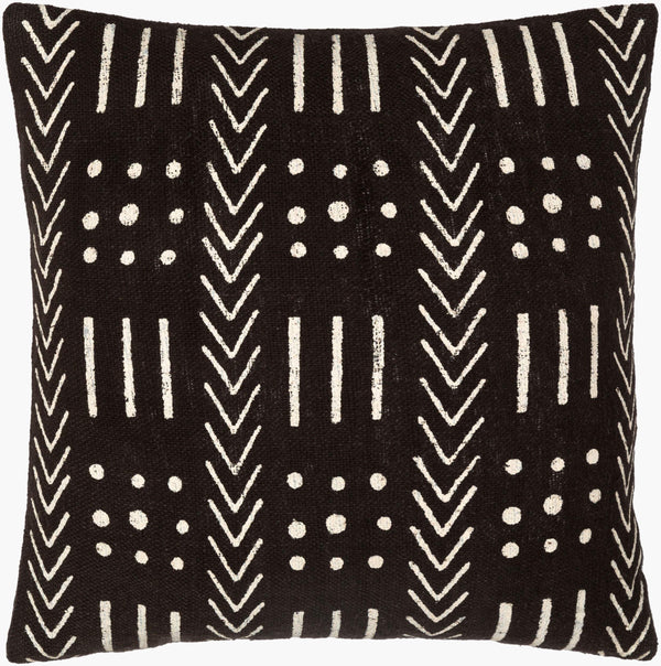 Surya Malian Hand-woven 18"L X 18"W Cotton Accent Pillow Kit – Exotic Global Style For Home Decor Black Cotton,Cotton Maa005-2020p
