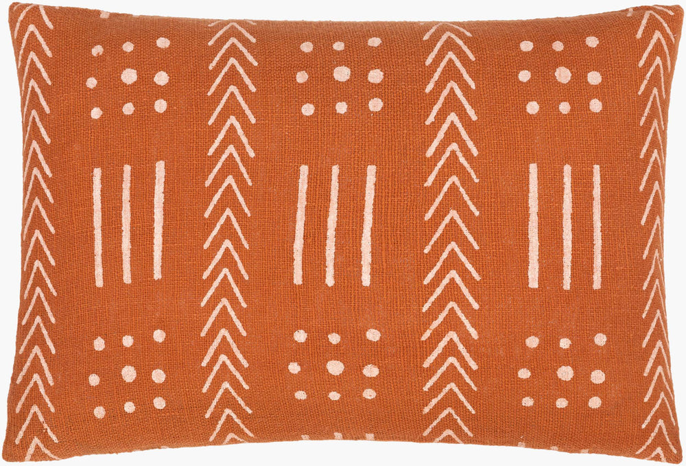 Surya Malian Eclectic Bohemian 14"L X 22"W Handmade Lumbar Pillow – Vibrant Cotton Comfort For Your Home Rust Cotton,Cotton Maa007-1422d