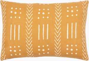 Surya Malian Eclectic Bohemian 14"L X 22"W Handmade Lumbar Pillow – Vibrant Cotton Comfort For Your Home Mustard Cotton,Cotton Maa008-1422p