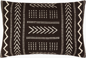 Surya Malian Eclectic Bohemian 14"L X 22"W Handmade Lumbar Pillow – Vibrant Cotton Comfort For Your Home Black Cotton,Cotton Maa009-1422