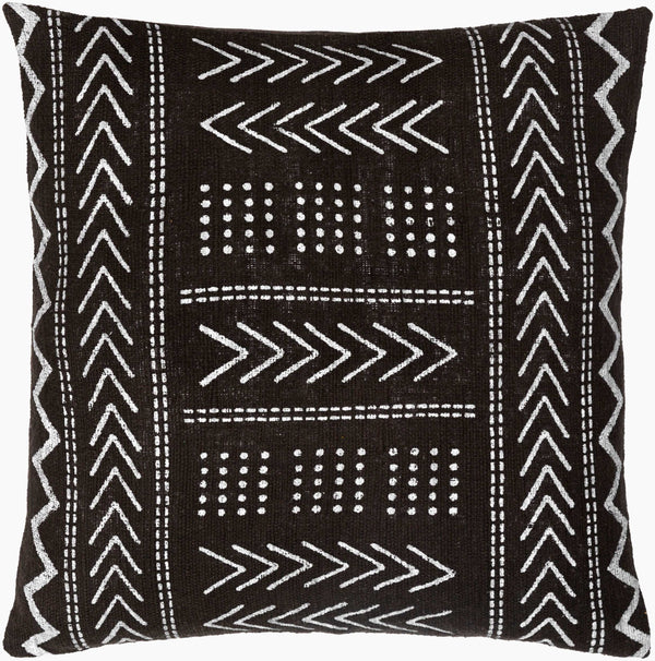 Surya Malian Hand-woven 18"L X 18"W Cotton Accent Pillow Kit – Exotic Global Style For Home Decor Black Cotton,Cotton Maa009-2222p