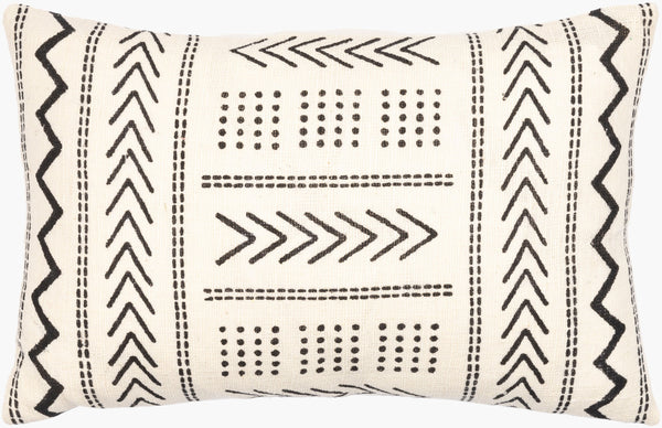 Surya Malian Eclectic Bohemian 14"L X 22"W Handmade Lumbar Pillow – Vibrant Cotton Comfort For Your Home Cream Cotton,Cotton Maa010-1422p