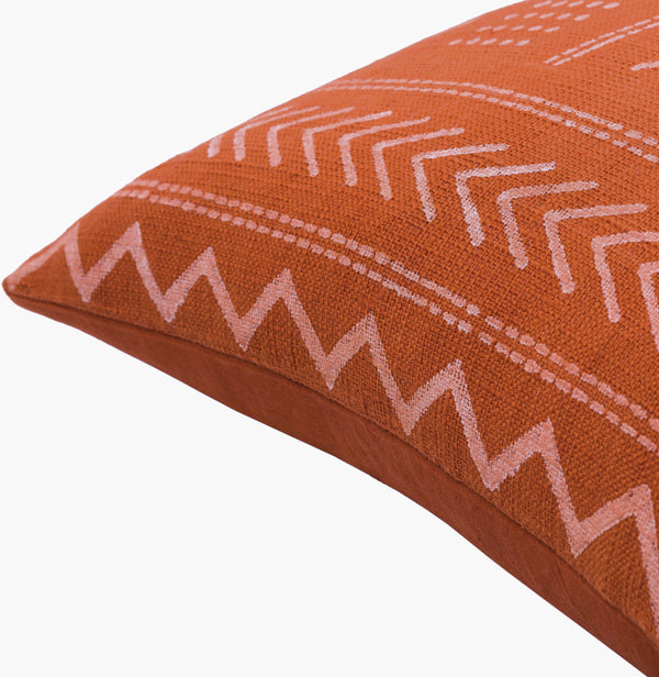 Surya Malian Eclectic Bohemian 14"L X 22"W Handmade Lumbar Pillow – Vibrant Cotton Comfort For Your Home Rust Cotton,Cotton Maa011-1422p