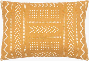 Surya Malian Eclectic Bohemian 14"L X 22"W Handmade Lumbar Pillow – Vibrant Cotton Comfort For Your Home Mustard Cotton,Cotton Maa012-1422p