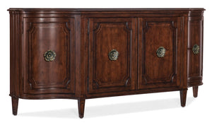 Hooker Furniture Charleston Maraschino Cherry Four-Door Buffet With Maple Inlay, Felt Silverware Tray & Antique Pulls 6750-75900-85