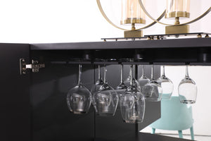 VIG Furniture Macoy Modern Multicolor Wine Cabinet With Black Ash Veneer, Stemware Rack, Soft-Close Drawers VGVCGR2008-WINE