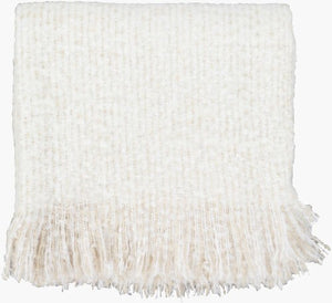 Surya Madurai 50"W X 60"L Stylish Throw: Cozy Acrylic Weave With Elegant Fringe For Modern Home Decor White Acrylic,Acrylic Mad1001-5060