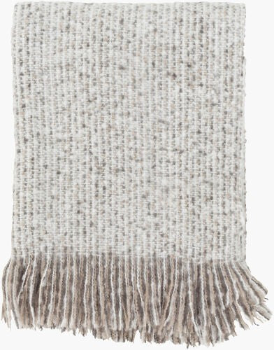 Surya Madurai 50"W X 60"L Stylish Throw: Cozy Acrylic Weave With Elegant Fringe For Modern Home Decor Taupe Acrylic,Acrylic Mad1002-5060