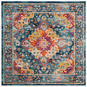 Safavieh Madison 154 MAD154 Flat Weave Transitional Rug Teal / Fuchsia MAD154L-9SQ
