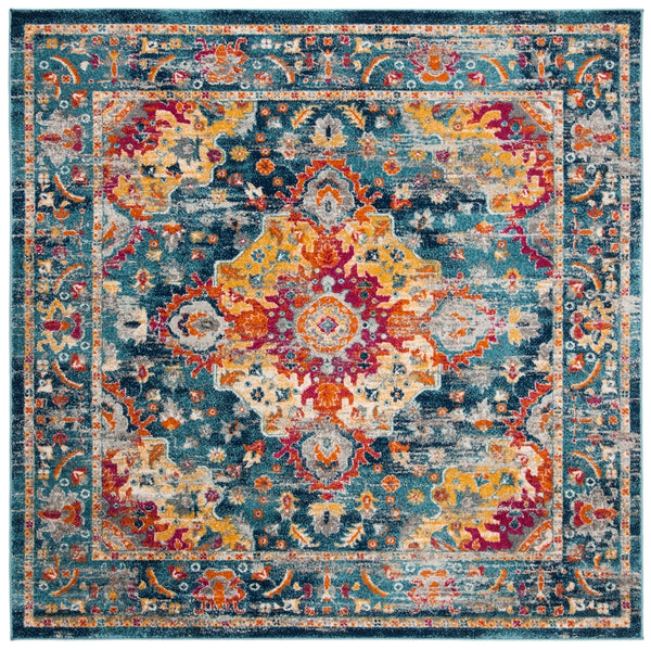 Safavieh Madison 154 MAD154 Flat Weave Transitional Rug Teal / Fuchsia MAD154L-9SQ