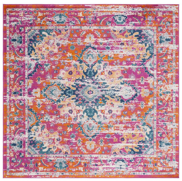 Safavieh Madison 154 MAD154 Flat Weave Transitional Rug Fuchsia / Gold MAD154R-9SQ