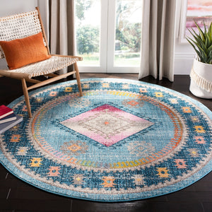 Safavieh Madison 305 Power Loomed Transitional Rug Light Blue / Fuchsia 4' x 6'